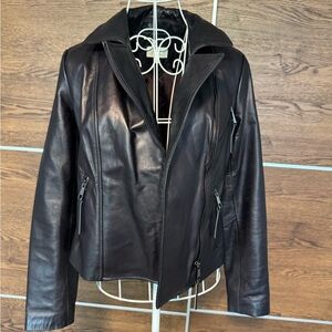 Vakko Dark Brown Leather Jacket Sz S